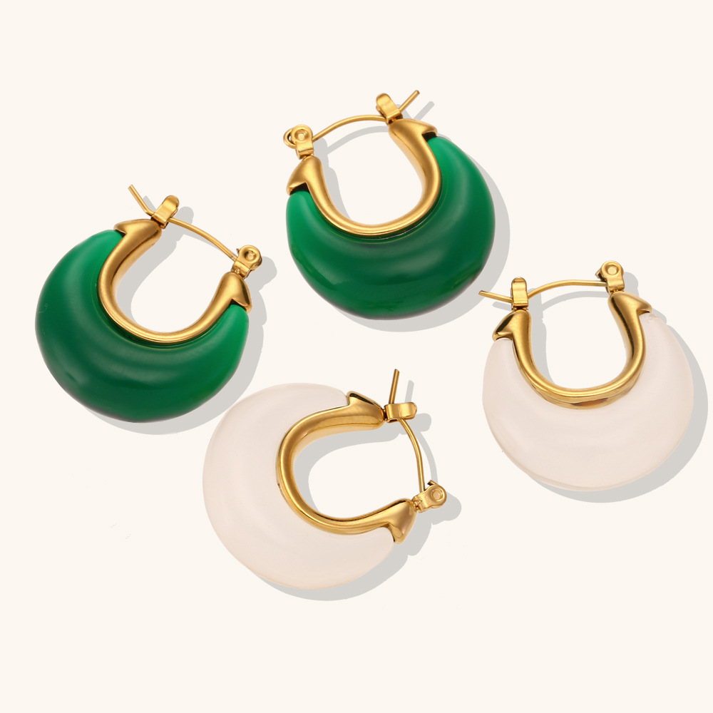 Retro U Shape Earrings For Women In Stainless Steel With Real Gold And 18K Gold Plated Waterproof Finish