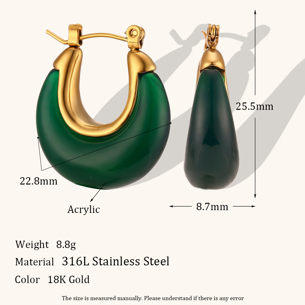 Retro U Shape Earrings For Women In Stainless Steel With Real Gold And 18K Gold Plated Waterproof Finish 4