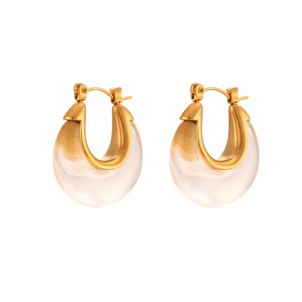 Retro U Shape Earrings For Women In Stainless Steel With Real Gold And 18K Gold Plated Waterproof Finish 5