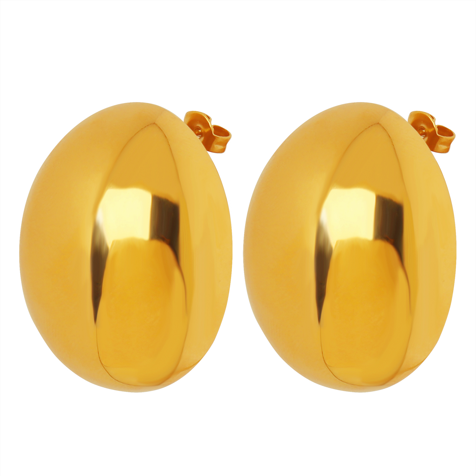 Oval Waterproof Non Tarnish Earrings For Women, PVD Coated 304 Stainless Steel With Real Gold Plated And Titanium Steel Inlay 4