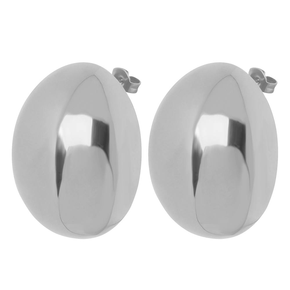 Oval Waterproof Non Tarnish Earrings For Women, PVD Coated 304 Stainless Steel With Real Gold Plated And Titanium Steel Inlay 6