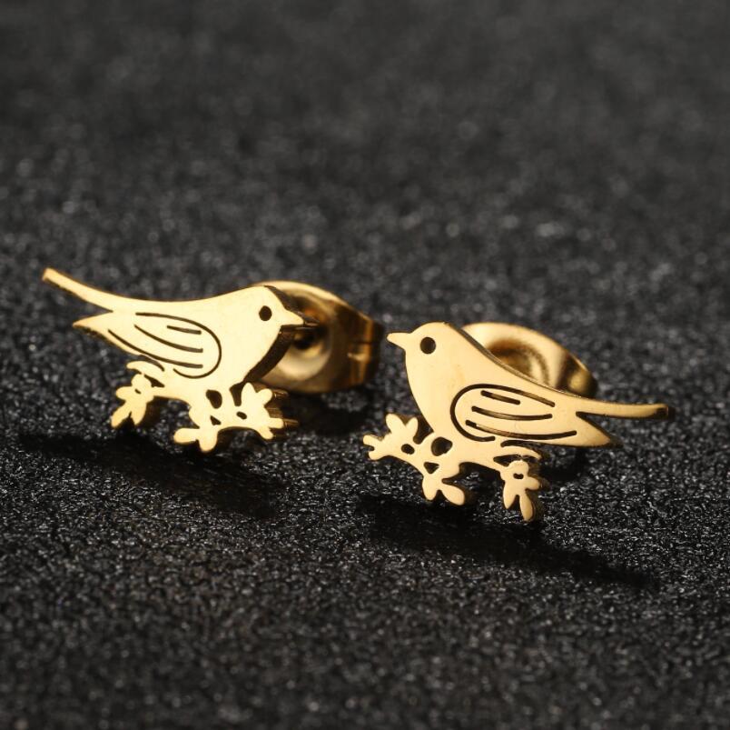 Animal Zodiac Waterproof Non Tarnish Earrings For Women Featuring 18K Gold Plated PVD Coated 304 Stainless Steel Stud Design