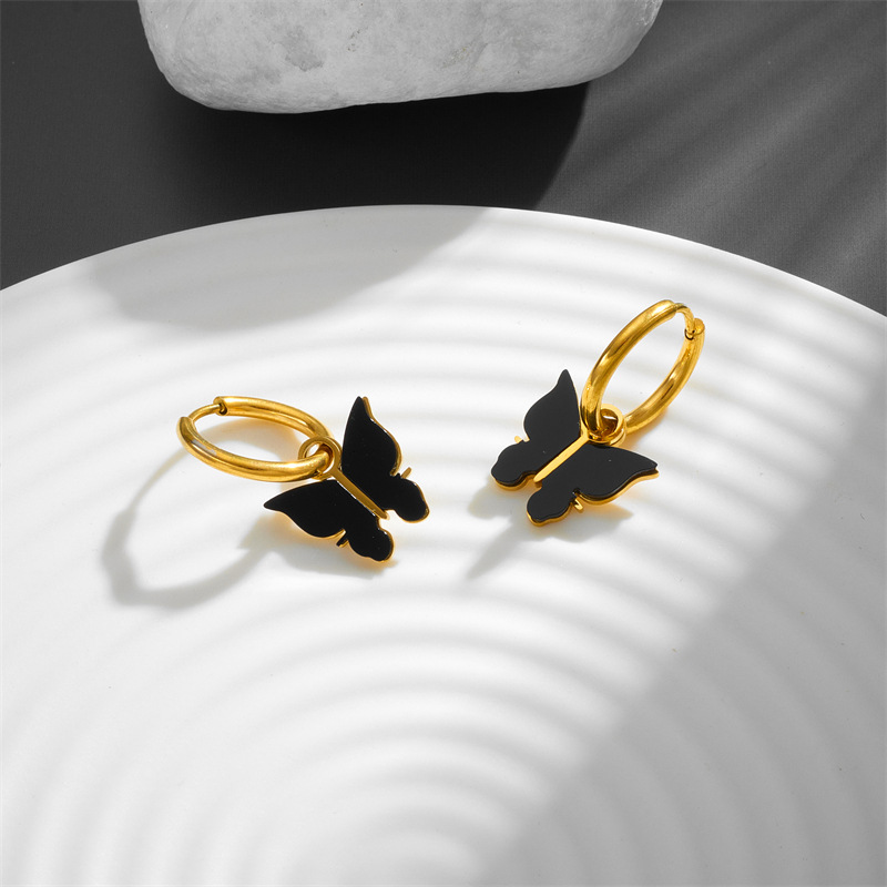 Geometric Drop Earrings For Women In Titanium Steel With 18K Gold Plated PVD Vacuum Plating And 304 Stainless Steel Posts
