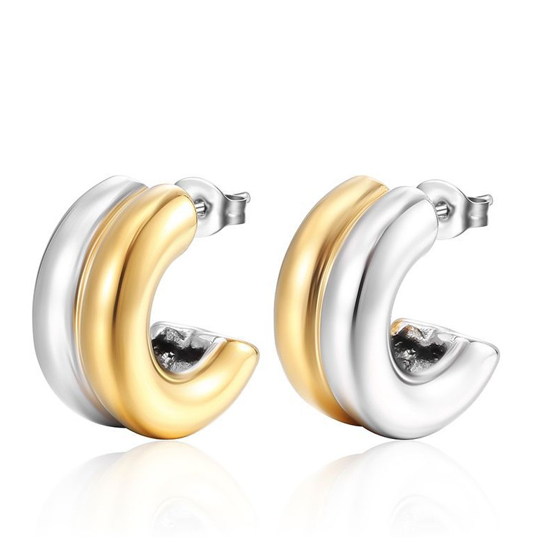 Color Block Drop Earrings For Women, 18K Real Gold Plated 304 Stainless Steel With PVD Coated Plating
