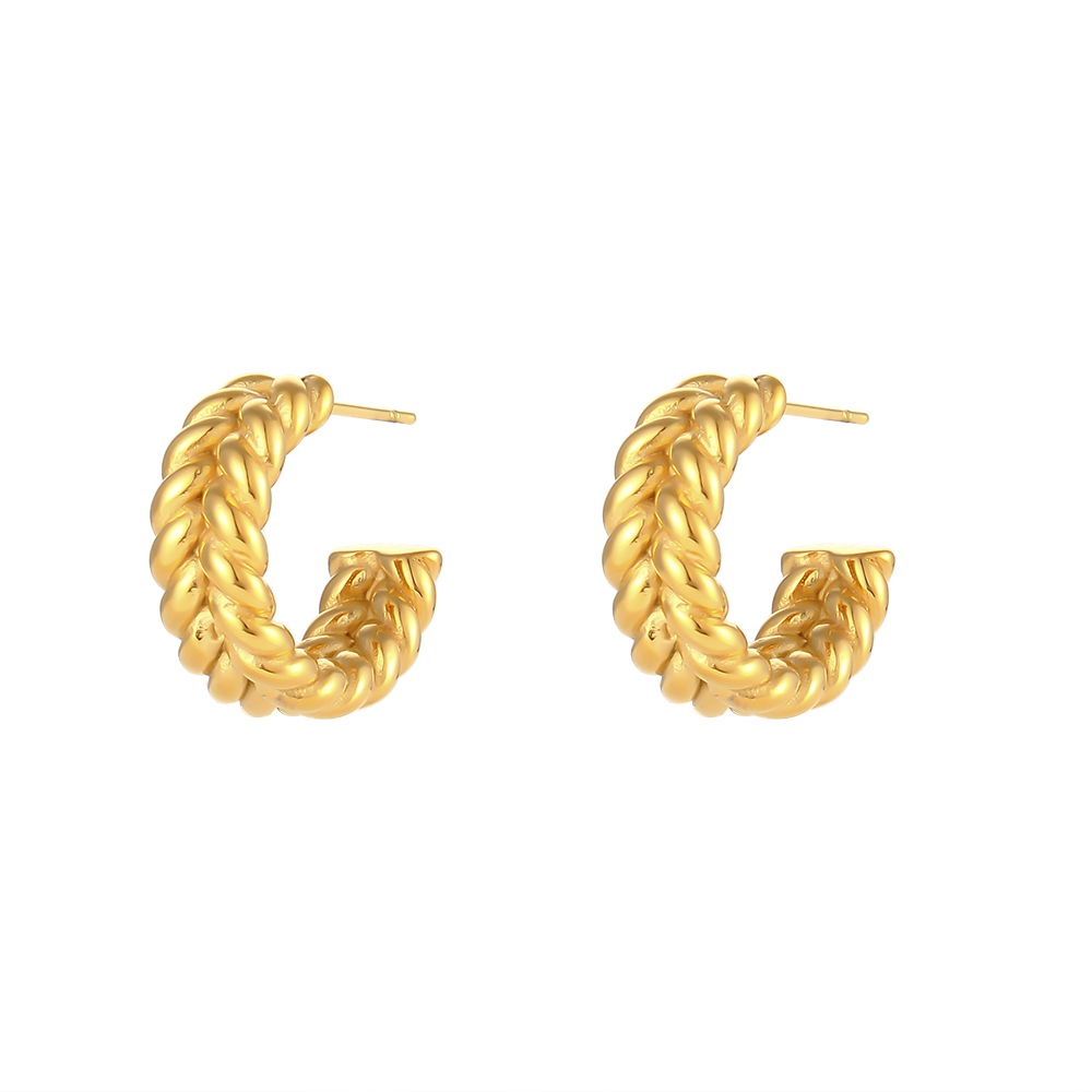 C Shape Earrings For Women, Waterproof Non Tarnish 304 Stainless Steel With PVD Coated 18K Real Gold Plated Finish 2