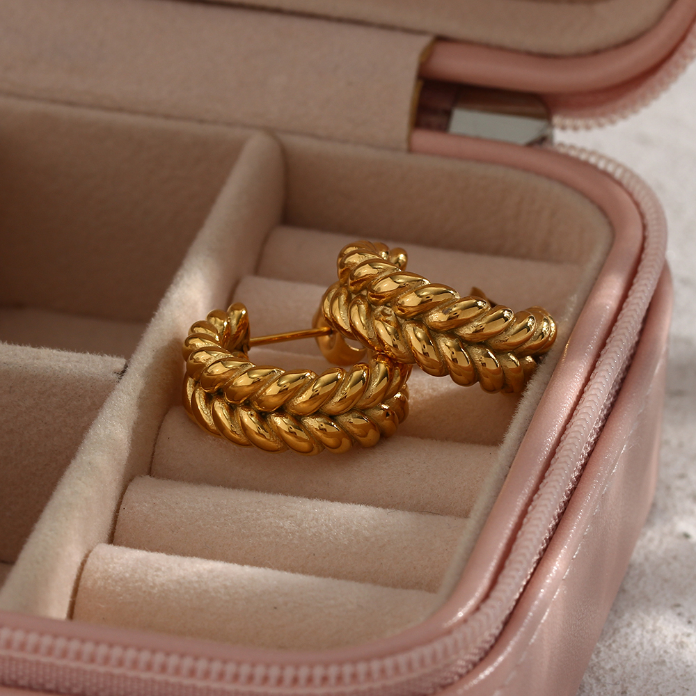 C Shape Earrings For Women, Waterproof Non Tarnish 304 Stainless Steel With PVD Coated 18K Real Gold Plated Finish 4