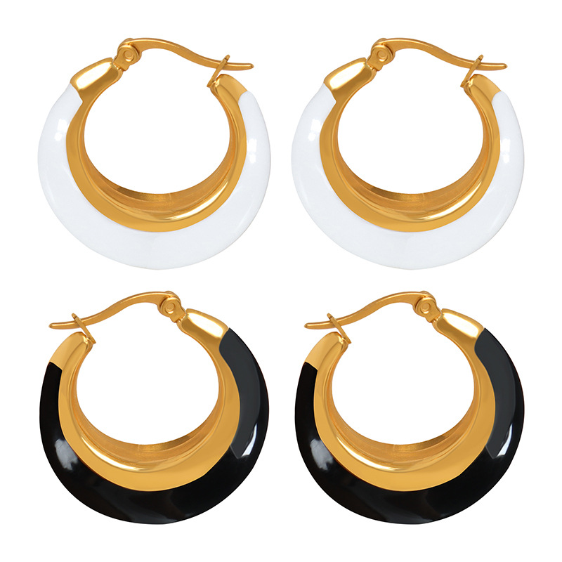 Geometric Hoop Earrings For Women In 304 Stainless Steel With Real Gold Plated PVD Coating And 0.03µm-0.05µm Electroplated Thickness 2