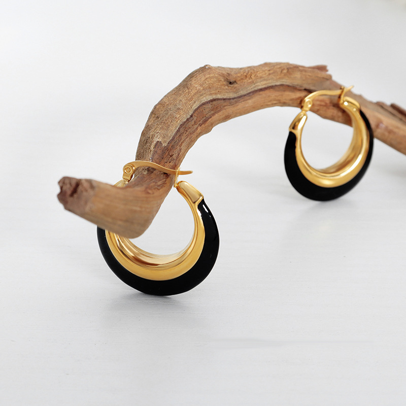 Geometric Hoop Earrings For Women In 304 Stainless Steel With Real Gold Plated PVD Coating And 0.03µm-0.05µm Electroplated Thickness 5
