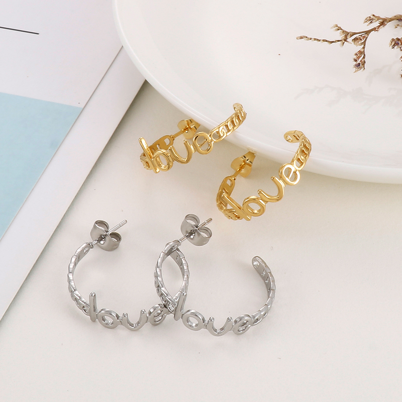 C Shape Earrings For Women In 304 Stainless Steel Featuring 18K Real Gold Plated PVD Coated Finish And Stone-Free Inlay 2