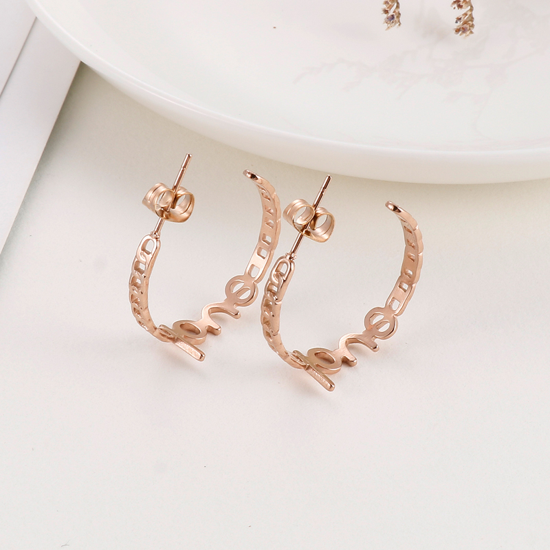 C Shape Earrings For Women In 304 Stainless Steel Featuring 18K Real Gold Plated PVD Coated Finish And Stone-Free Inlay 3