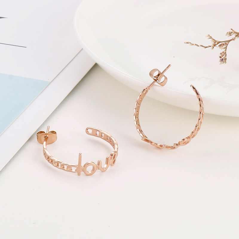 C Shape Earrings For Women In 304 Stainless Steel Featuring 18K Real Gold Plated PVD Coated Finish And Stone-Free Inlay 4