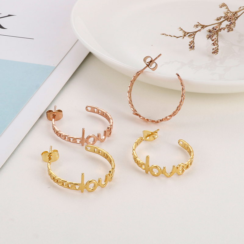 C Shape Earrings For Women In 304 Stainless Steel Featuring 18K Real Gold Plated PVD Coated Finish And Stone-Free Inlay 5
