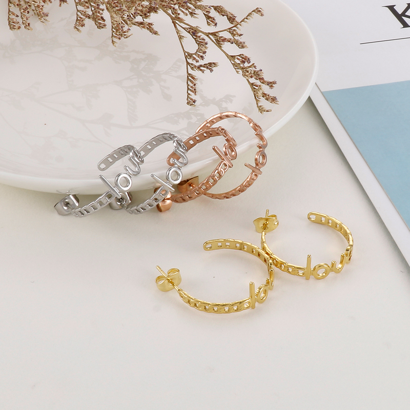 C Shape Earrings For Women In 304 Stainless Steel Featuring 18K Real Gold Plated PVD Coated Finish And Stone-Free Inlay 6