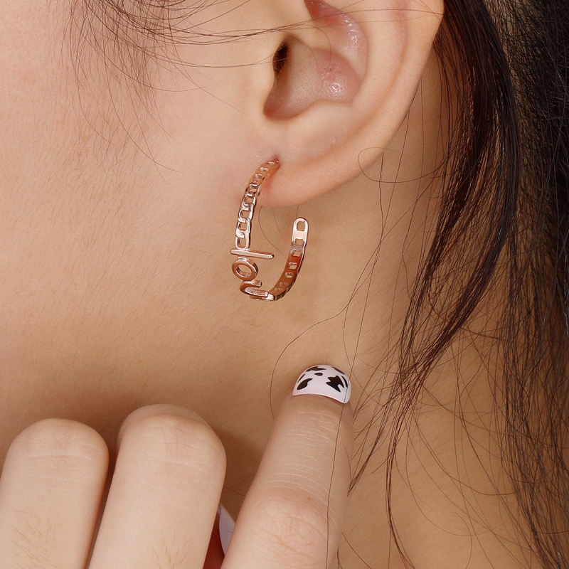 C Shape Earrings For Women In 304 Stainless Steel Featuring 18K Real Gold Plated PVD Coated Finish And Stone-Free Inlay 7