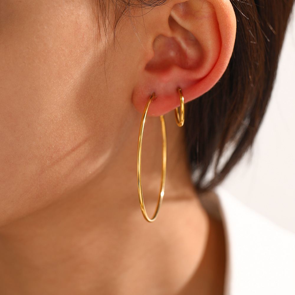 Geometric Waterproof Earrings For Women With Electroplated Design And 304 Stainless Steel Ear Pins, PVD Gold Plated 5