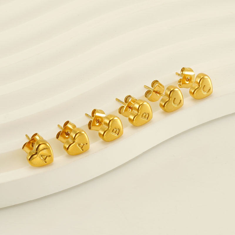 Waterproof Non Tarnish Letter Stud Earrings For Women With 18K Gold Plated PVD Coated 304 Stainless Steel
