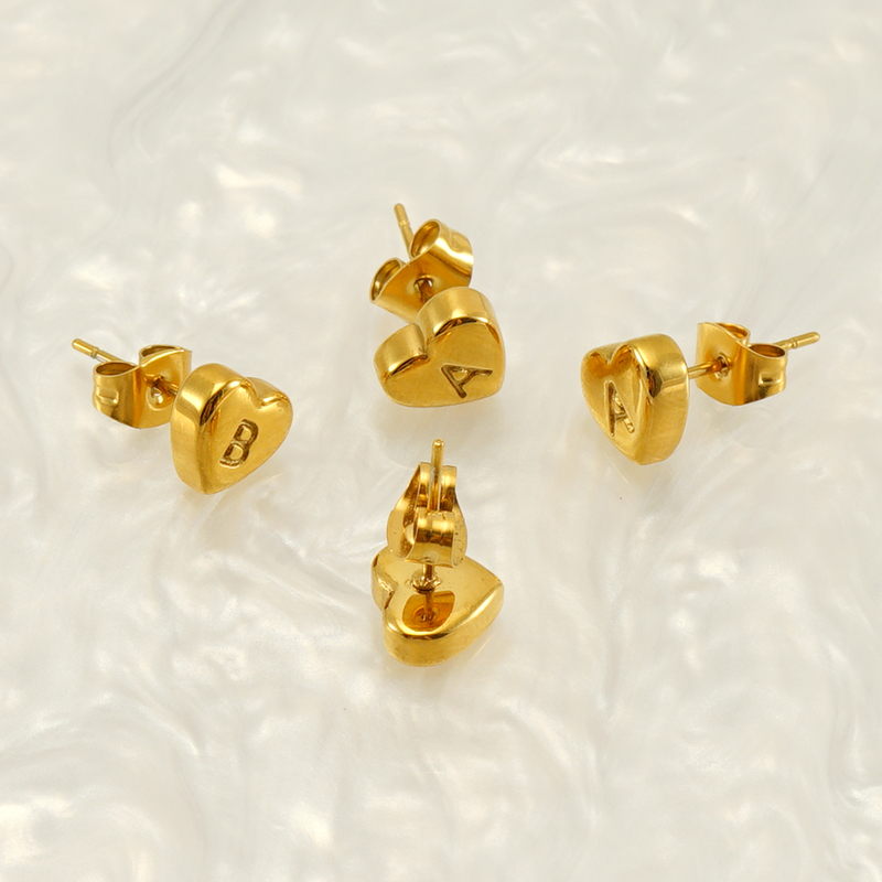 Waterproof Non Tarnish Letter Stud Earrings For Women With 18K Gold Plated PVD Coated 304 Stainless Steel 3
