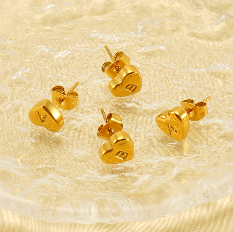 Waterproof Non Tarnish Letter Stud Earrings For Women With 18K Gold Plated PVD Coated 304 Stainless Steel 5