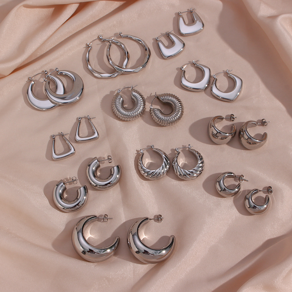 Round Earrings For Women Featuring 304 Stainless Steel Ear Pins With Durable 18K Gold PVD Vacuum Plating