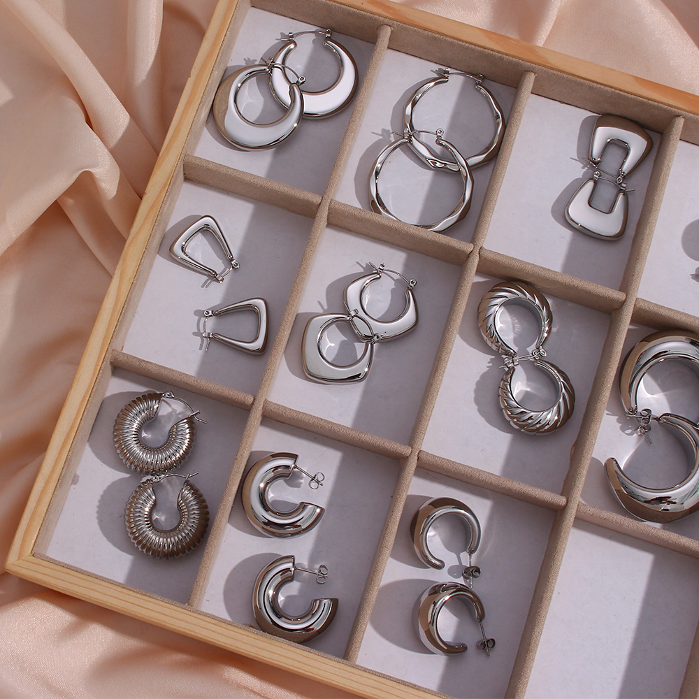 Round Earrings For Women Featuring 304 Stainless Steel Ear Pins With Durable 18K Gold PVD Vacuum Plating 3