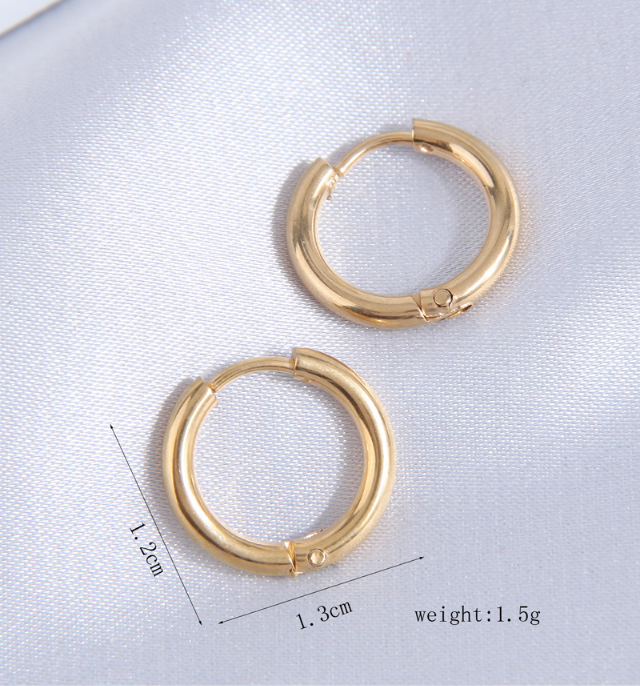 Round Hoop Earrings For Women With 304 Stainless Steel Posts, Electroplated Golden Plated Finish, Stone-Free Design 2