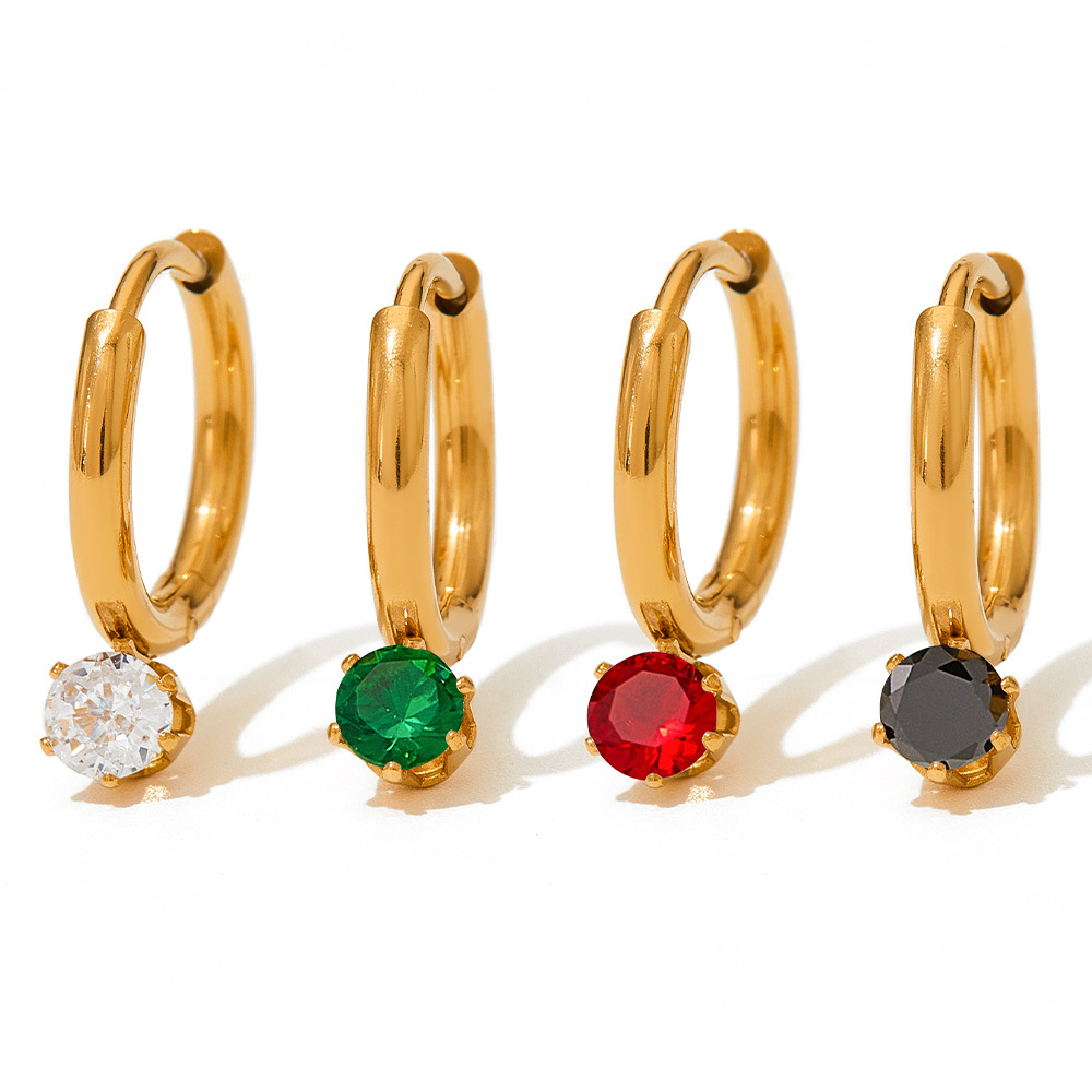 Geometric Earrings For Women Featuring 304 Stainless Steel Ear Pins With 16K Gold Plated PVD Vacuum Plating And Zircon Inlay 2
