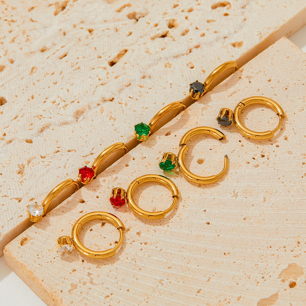 Geometric Earrings For Women Featuring 304 Stainless Steel Ear Pins With 16K Gold Plated PVD Vacuum Plating And Zircon Inlay 5