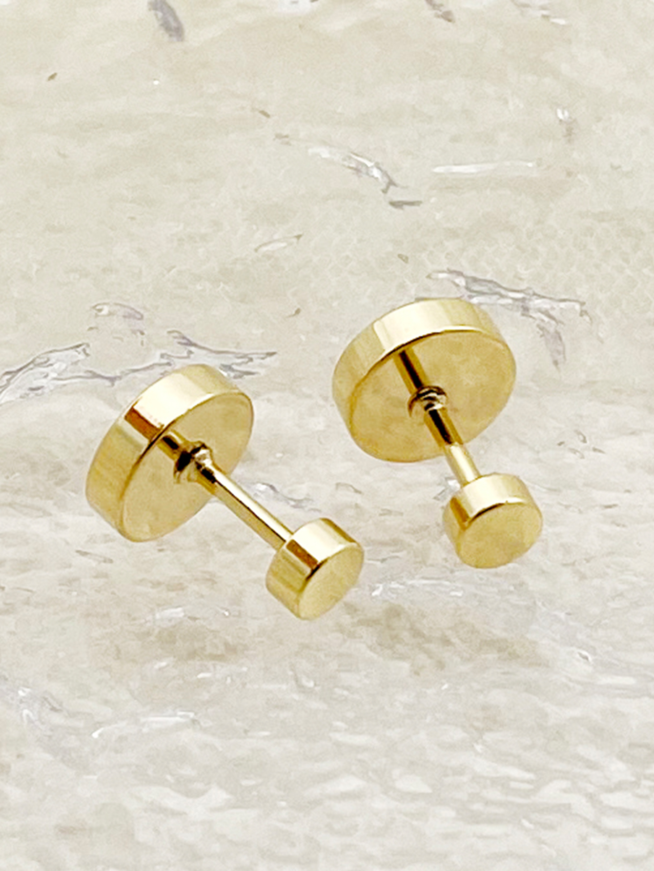 Round Stud Earrings For Women, Waterproof Non Tarnish 304 Stainless Steel With Real Gold Plated PVD Coating And Shell Inlay 2