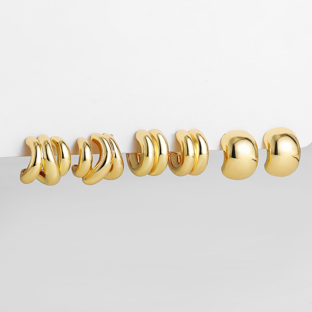 Solid Color Stud Earrings For Women, 18K Real Gold Plated Copper With PVD Coated Plating And 0.03µm Thickness
