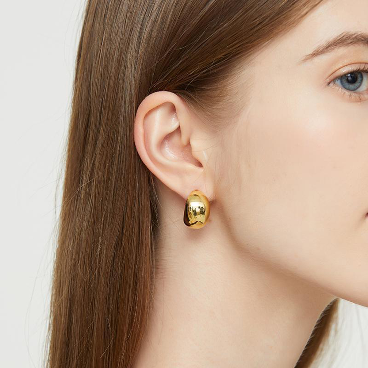 Solid Color Stud Earrings For Women, 18K Real Gold Plated Copper With PVD Coated Plating And 0.03µm Thickness 4