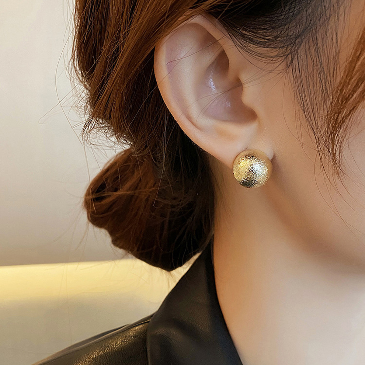 Solid Color Stud Earrings For Women, 18K Real Gold Plated Copper With PVD Coated Plating And 0.03µm Thickness 7
