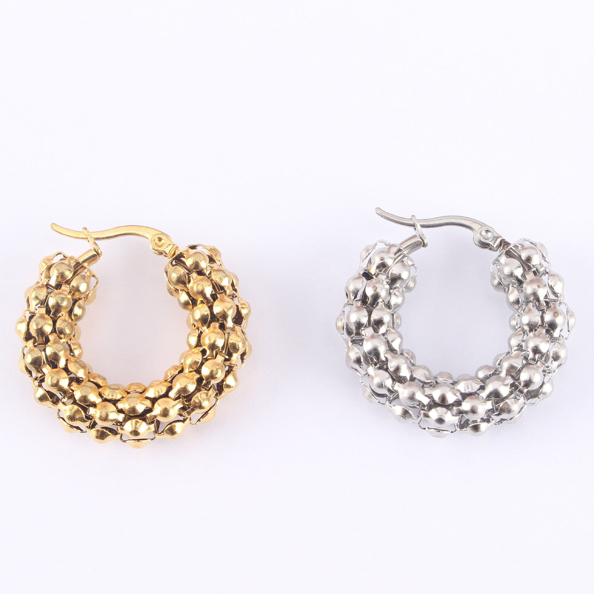 U Shape Earrings For Women 1 Pair Stainless Steel Featuring Gold Plated Design