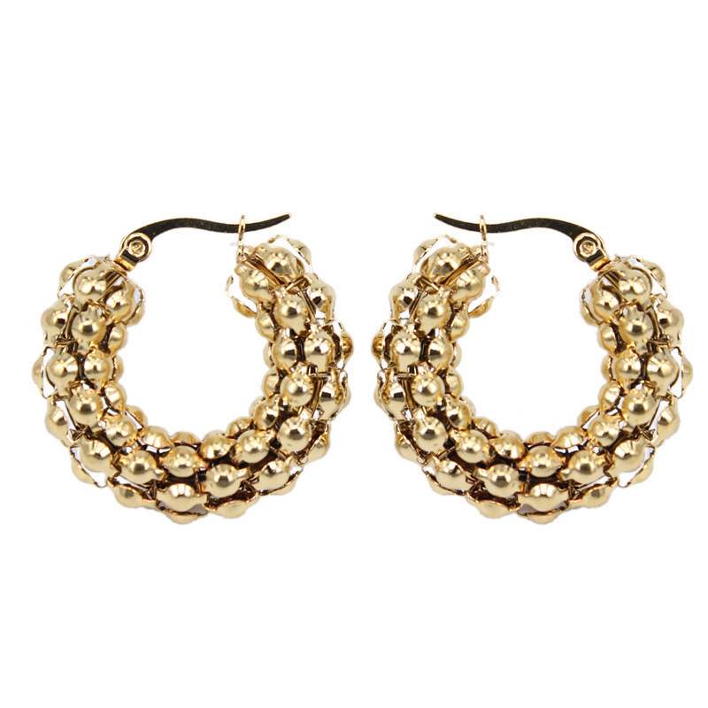 U Shape Earrings For Women 1 Pair Stainless Steel Featuring Gold Plated Design 3