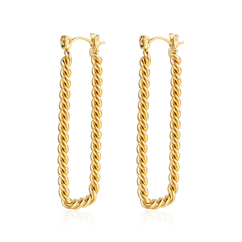 Geometric Earrings For Minimalist Fashion, 1 Pair Stainless Steel Featuring 18K Gold Plated Design 2