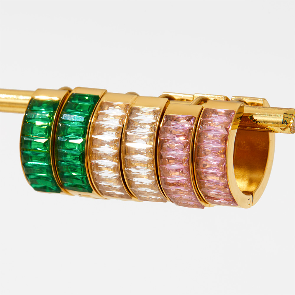 Square Earrings For Women With 304 Stainless Steel Posts, 16K Gold Plated PVD Vacuum Plating And Rhinestone Inlay