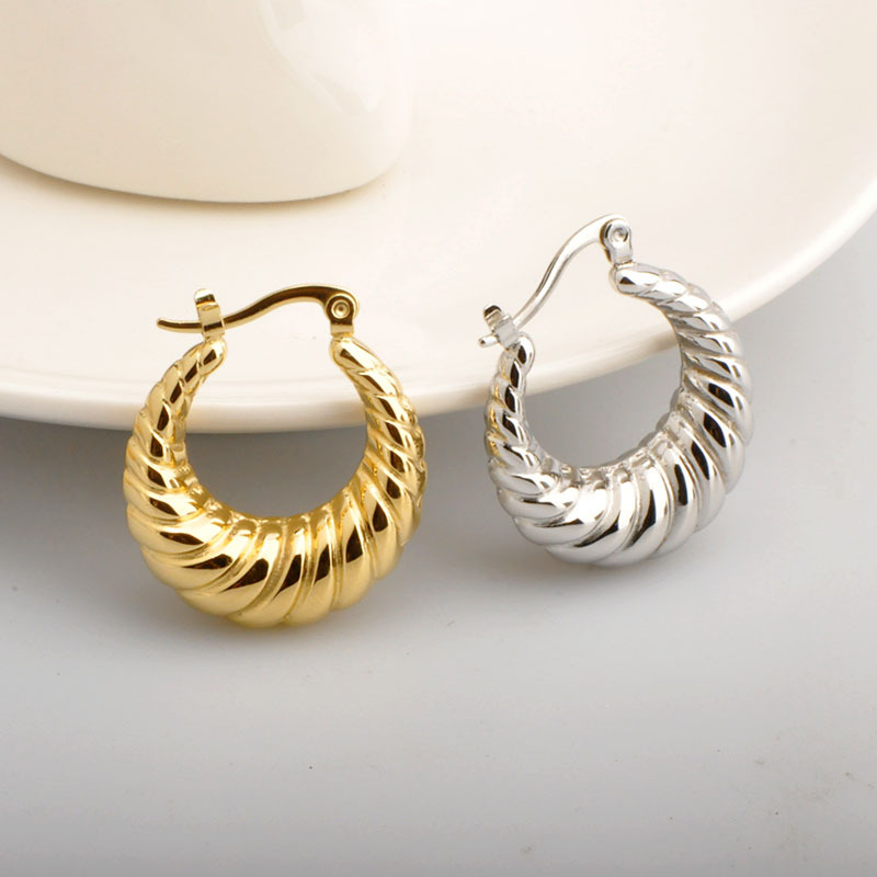 Geometric Earrings For Women, 1 Pair, Waterproof Non Tarnish Stainless Steel With Real Gold Plated Finish