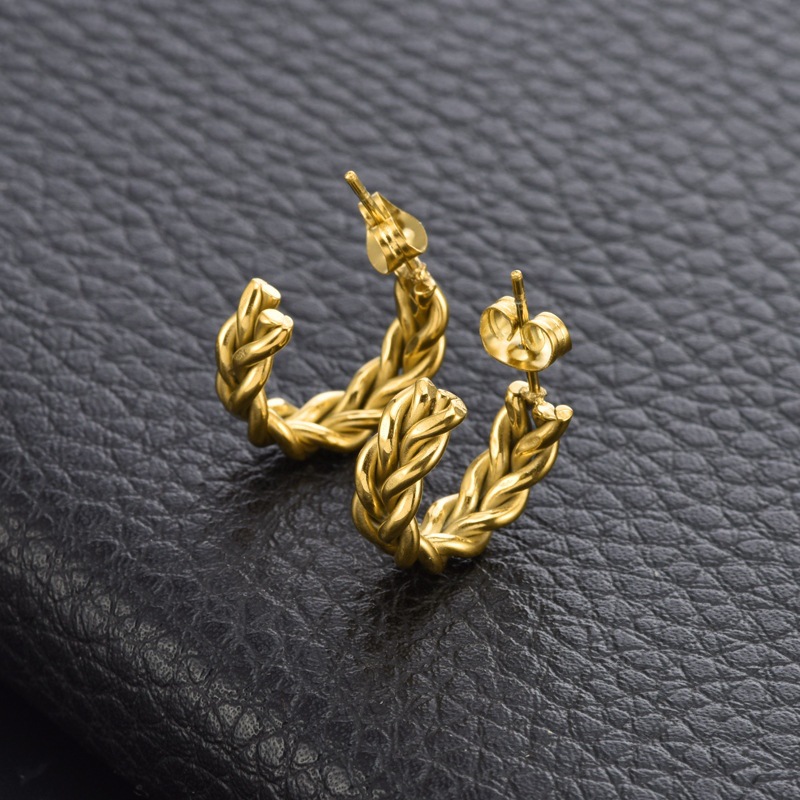 Geometric Waterproof Earrings For Women, 18K Gold Plated 0.03-0.05µm PVD Coated 304 Stainless Steel Studs