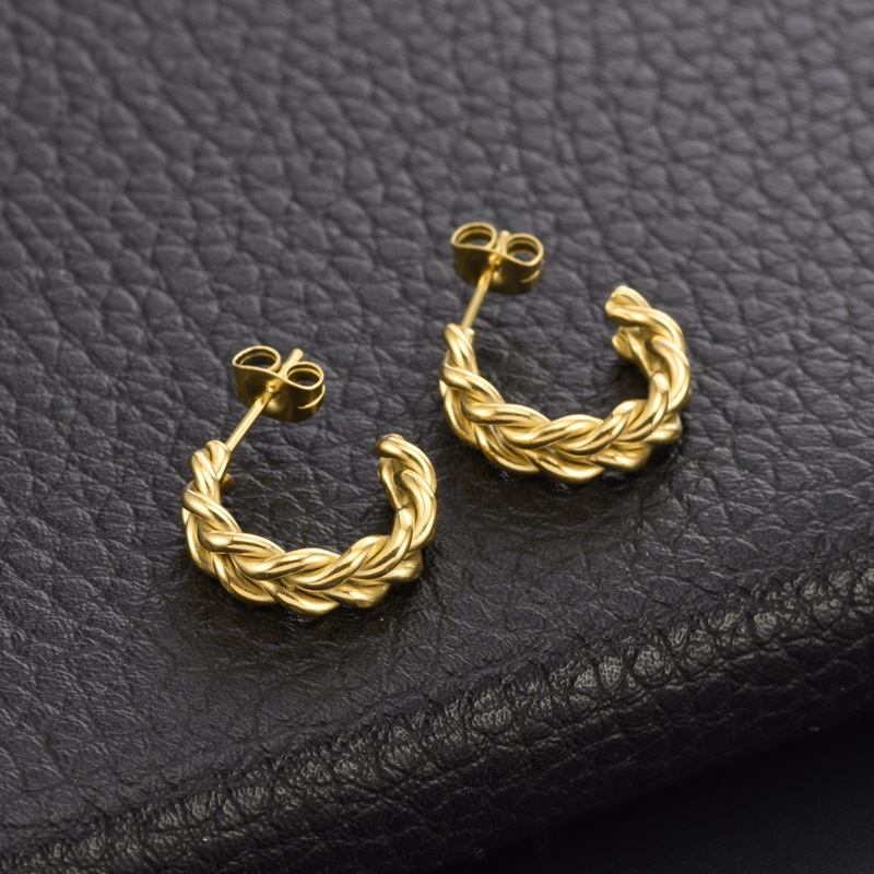 Geometric Waterproof Earrings For Women, 18K Gold Plated 0.03-0.05µm PVD Coated 304 Stainless Steel Studs 2
