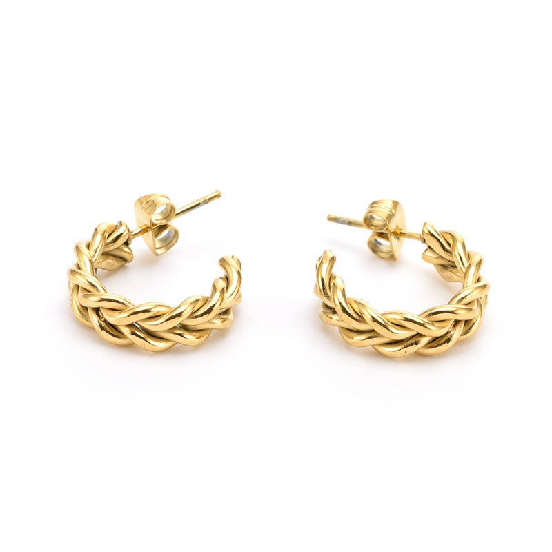 Geometric Waterproof Earrings For Women, 18K Gold Plated 0.03-0.05µm PVD Coated 304 Stainless Steel Studs 3