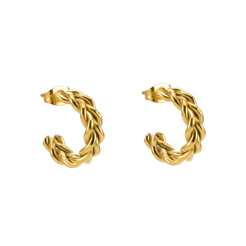Geometric Waterproof Earrings For Women, 18K Gold Plated 0.03-0.05µm PVD Coated 304 Stainless Steel Studs 5
