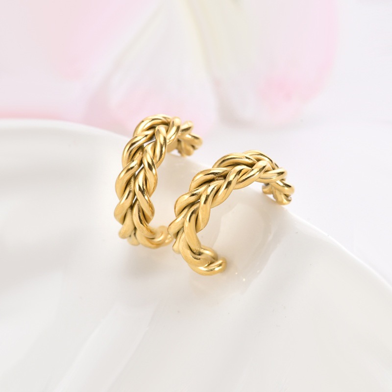 Geometric Waterproof Earrings For Women, 18K Gold Plated 0.03-0.05µm PVD Coated 304 Stainless Steel Studs 6