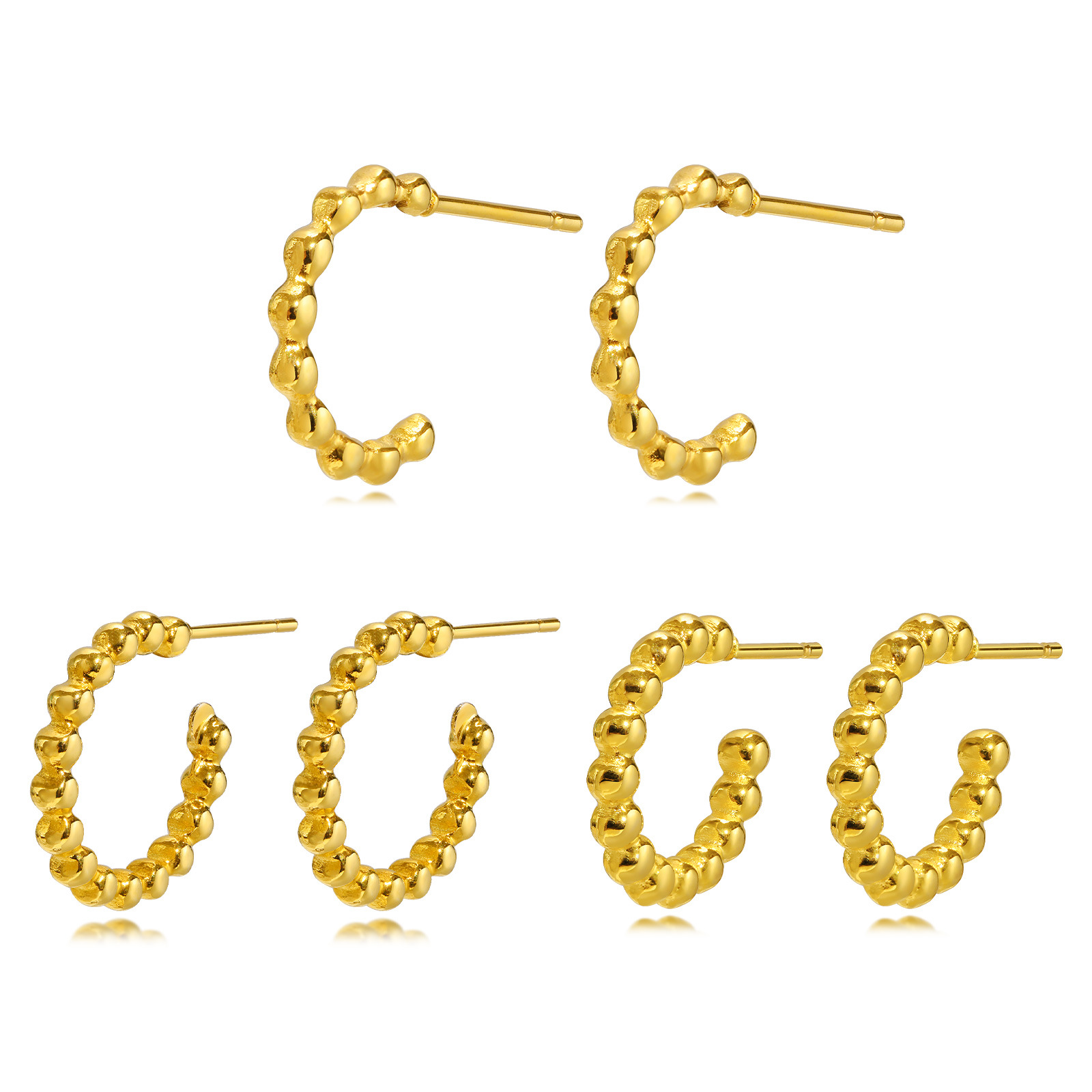 Ins Style C Shape Earrings For Women In 201 Stainless Steel With Gold Plated PVD Vacuum Plating Featuring Electroplated Design 2