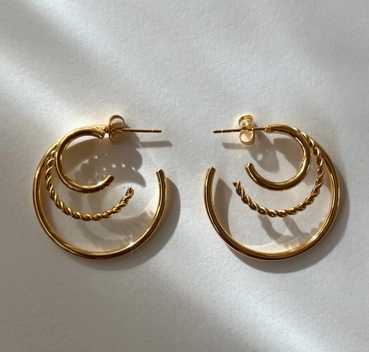 Twist Earrings For Women In Titanium Steel Featuring Electroplated Design, 1 Pair