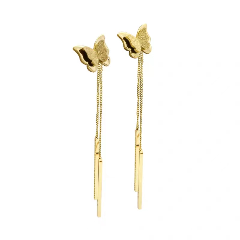 Butterfly Drop Earrings For Women In 18K Gold Plated 304 Stainless Steel With PVD Coating 4