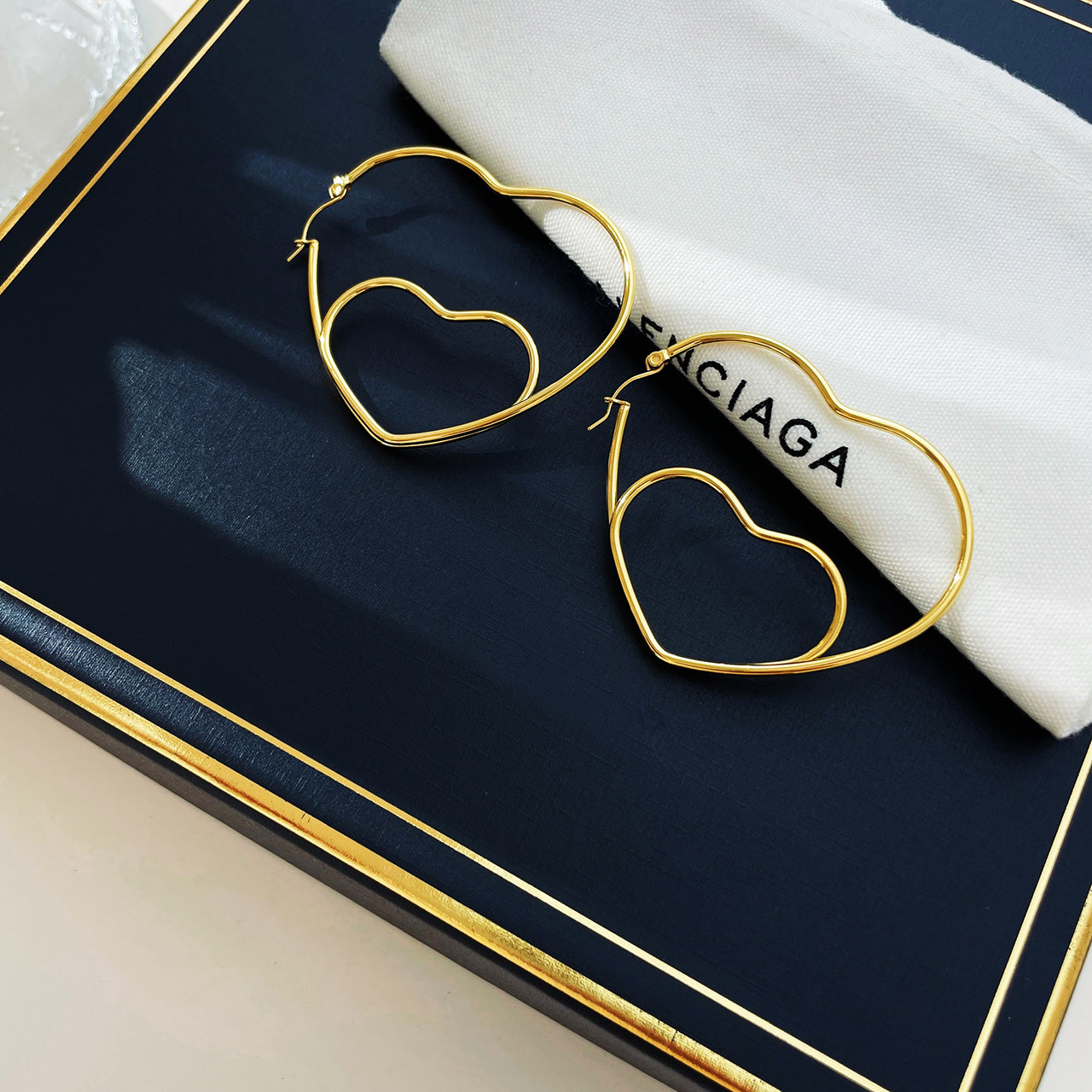 Heart Shape Electroplated Earrings For Women In 304 Stainless Steel With Real Gold PVD Coating And 0.03µm-0.05µm Plating Thickness 5