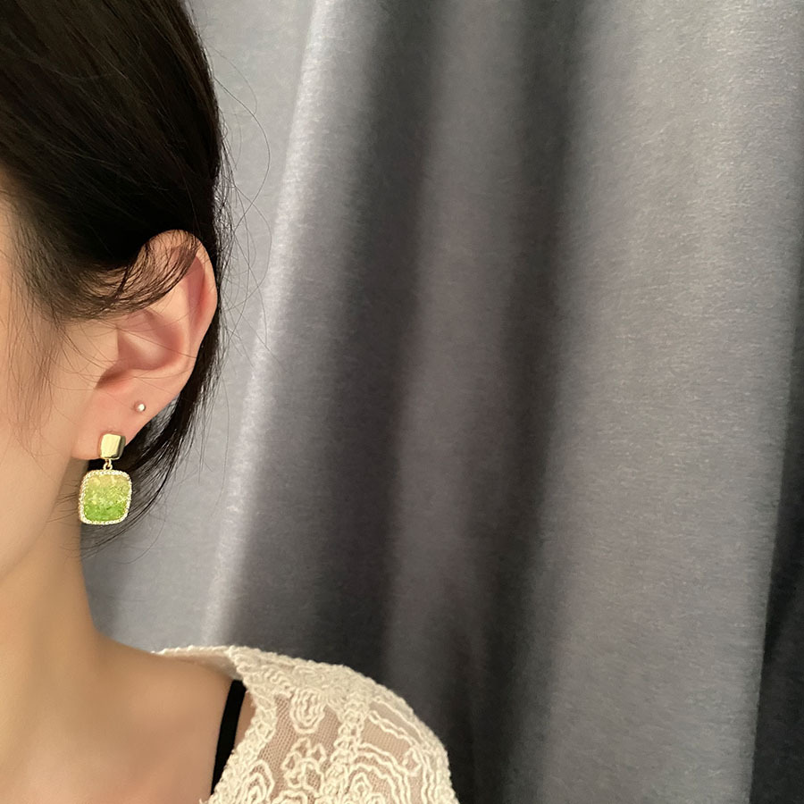 Heart Shape Drop Earrings For Women In Titanium Steel With Artificial Crystal Inlay, Sweet Style 3