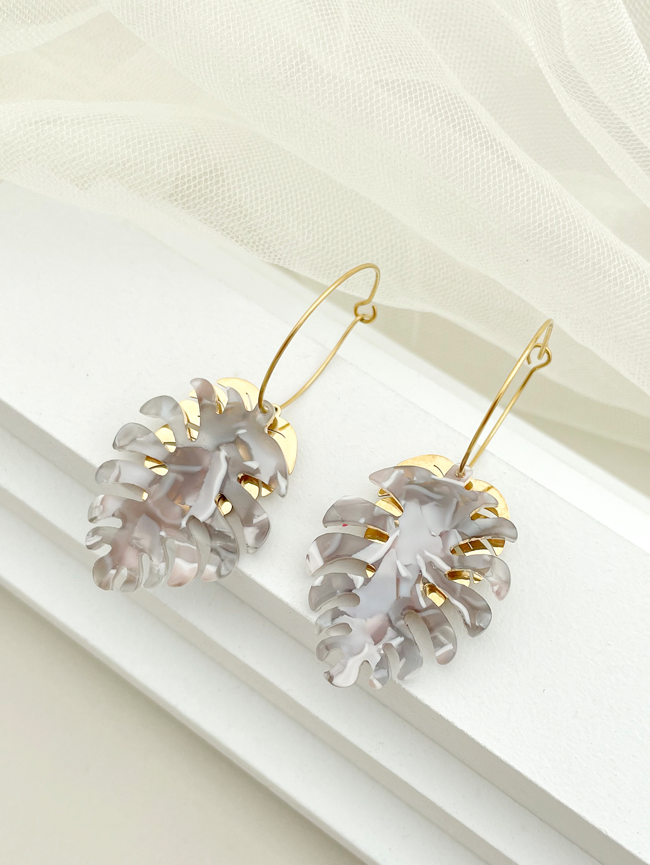 Leaves Drop Earrings For Women, Waterproof Non Tarnish 304 Stainless Steel With Real Gold Plated PVD Coating 2