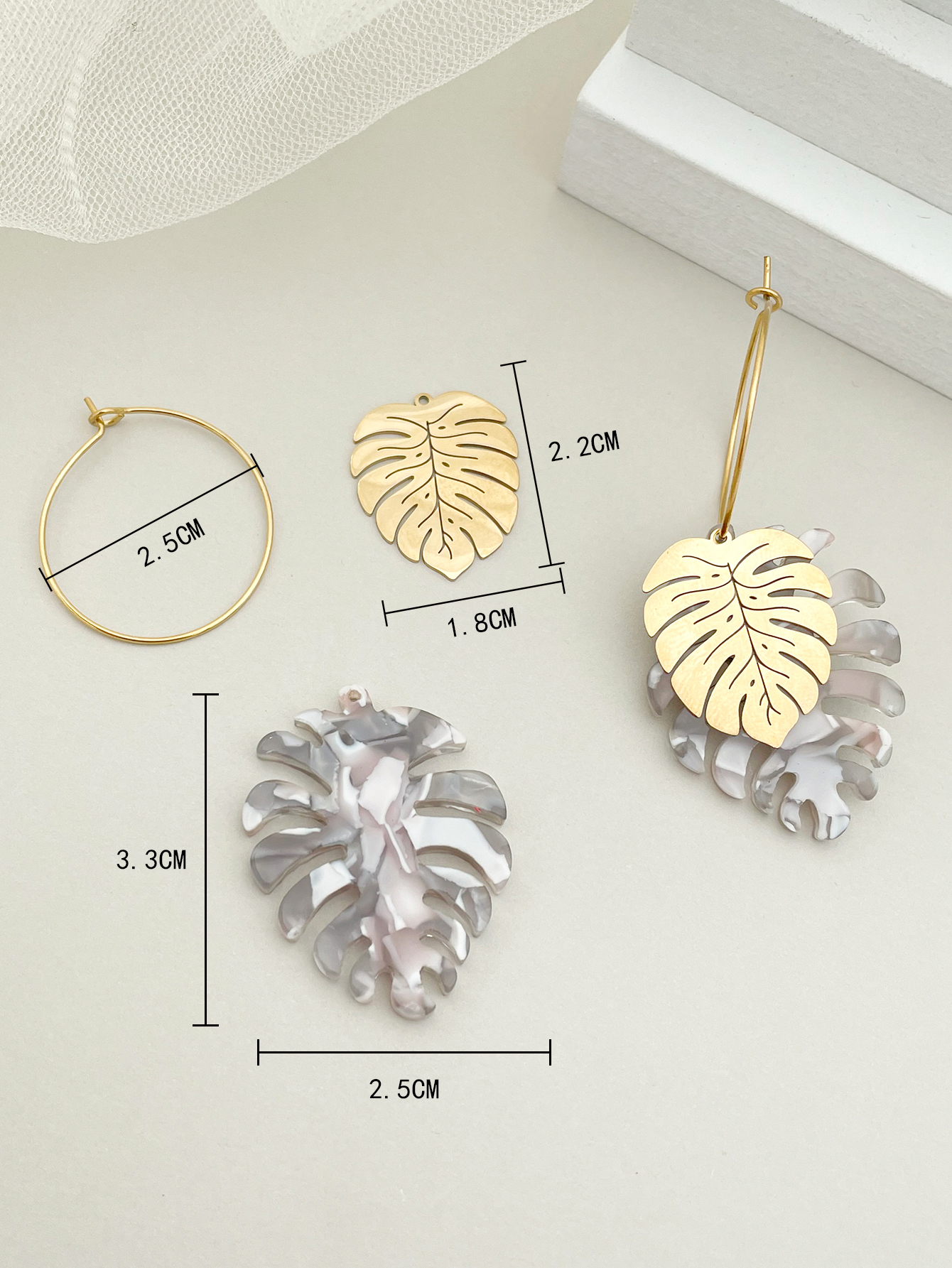 Leaves Drop Earrings For Women, Waterproof Non Tarnish 304 Stainless Steel With Real Gold Plated PVD Coating 3