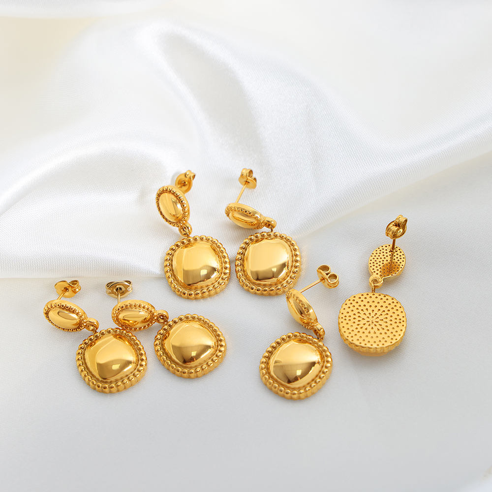 Square Drop Earrings For Women In 304 Stainless Steel With 18K Gold Plated PVD Coating