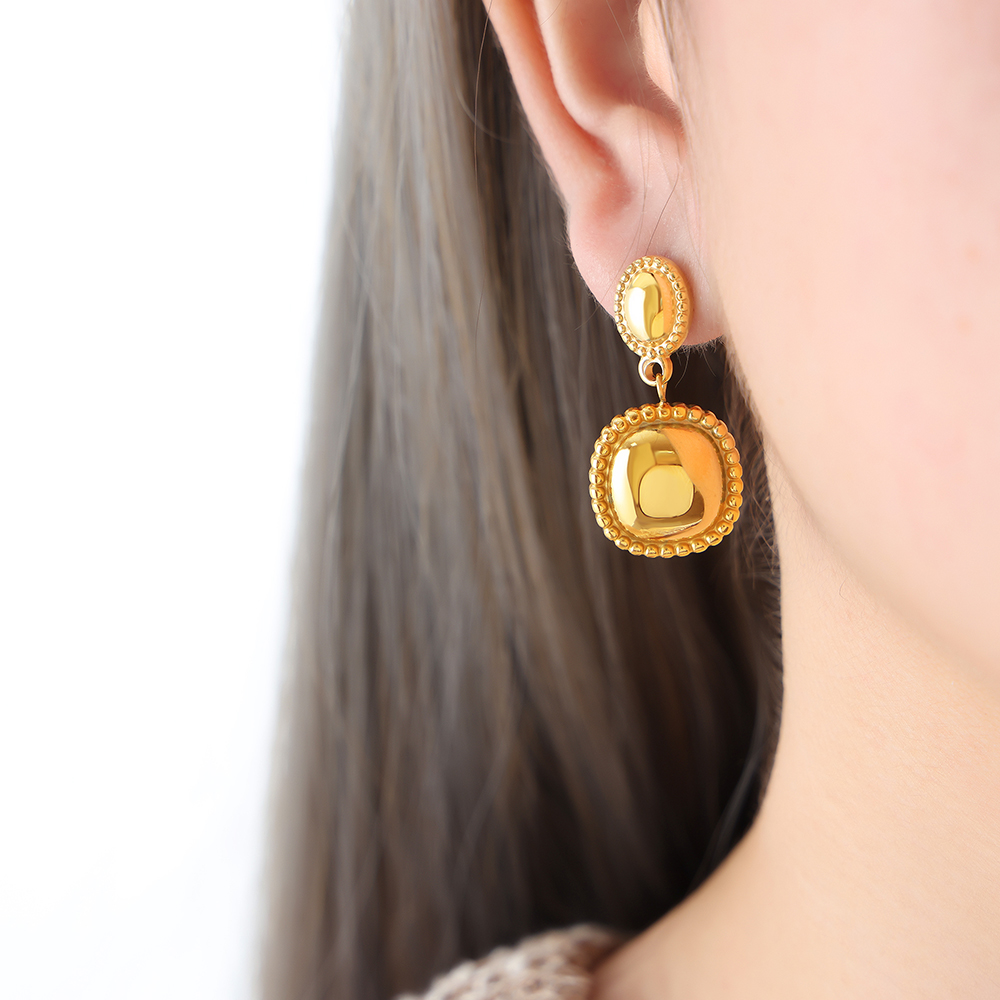 Square Drop Earrings For Women In 304 Stainless Steel With 18K Gold Plated PVD Coating 2